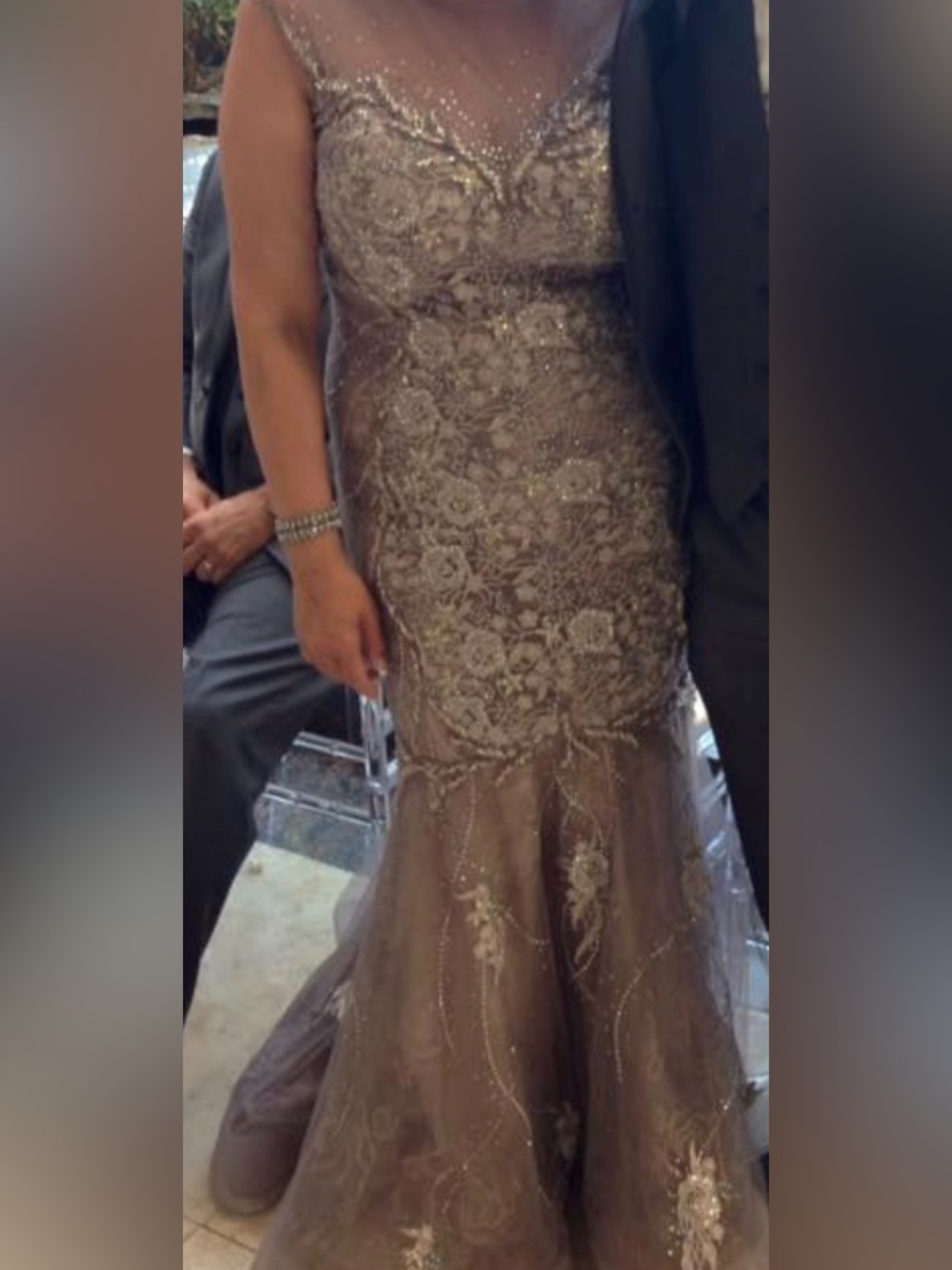 Embellished Taupe Evening Gown - Elegant Formal Dress